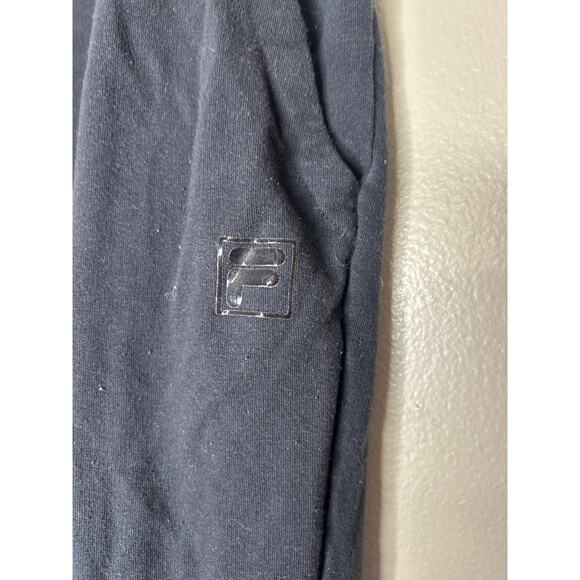 Fila Mens Small Joggers Sweatpants Pants Black Logo Drawstring Pockets - Picture 2 of 4